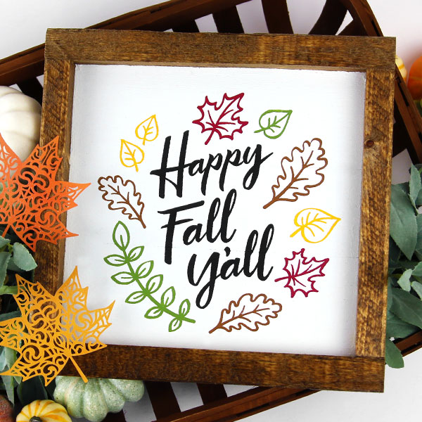 Happy Fall Y'all with Leaves [SVG, DXF] 1