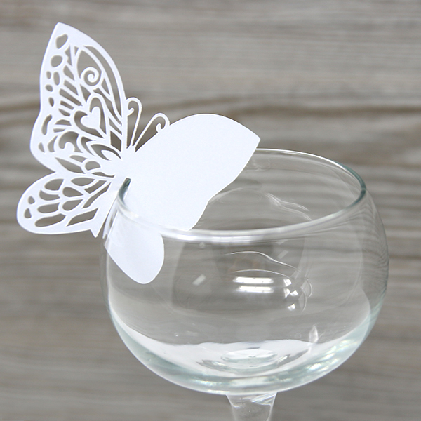 Papercut Wine Glass Decor - Butterfly [SVG, DXF] 1