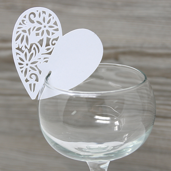 Papercut Wine Glass Decor - Heart [SVG, DXF] 1
