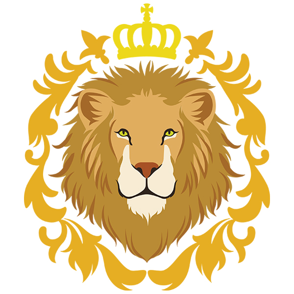 Lion with Baroque Crown and Frame [SVG, DXF]