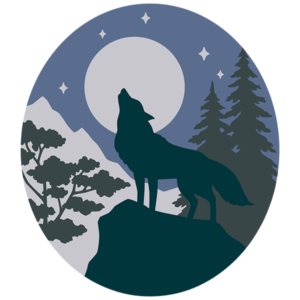 Howling Wolf Nature Scene [SVG, DXF]