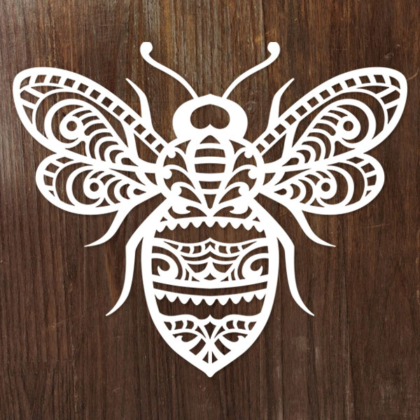 Intricate Papercut Honey Bee [SVG, DXF] 1