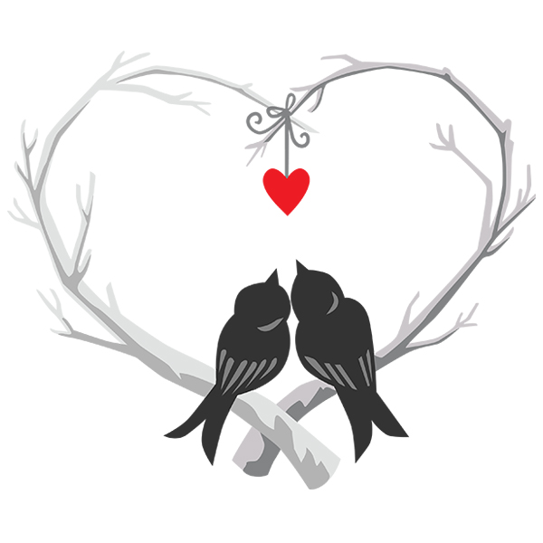 Love Birds on a Branch [SVG, DXF]