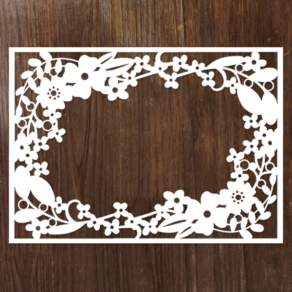 Papercut Frame - Floral [SVG, DXF]
