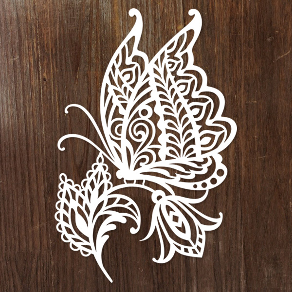 Papercut Butterfly on Bloom 3 [SVG, DXF]
