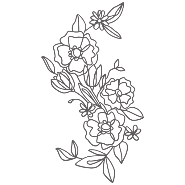 Continuous Line Florals - Spray [SVG, DXF]