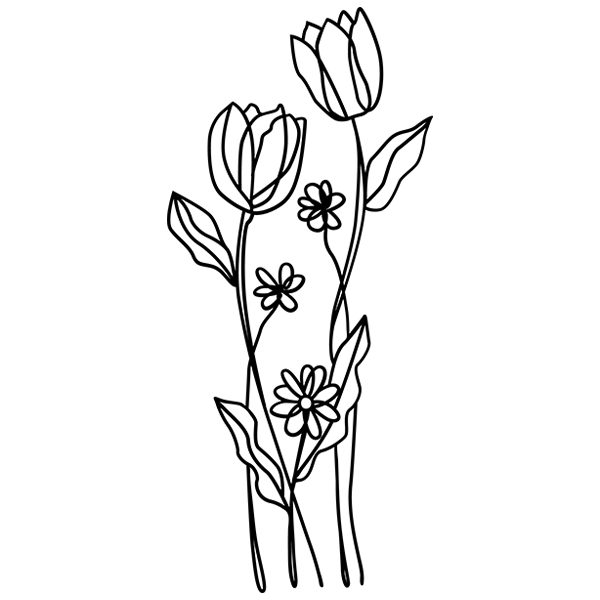 Continuous Line Florals - Border [SVG, DXF]