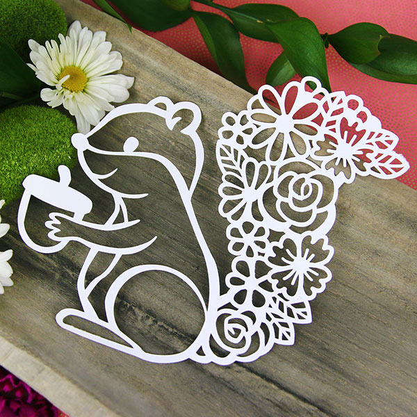 Papercut Floral Squirrel [SVG, DXF] 1