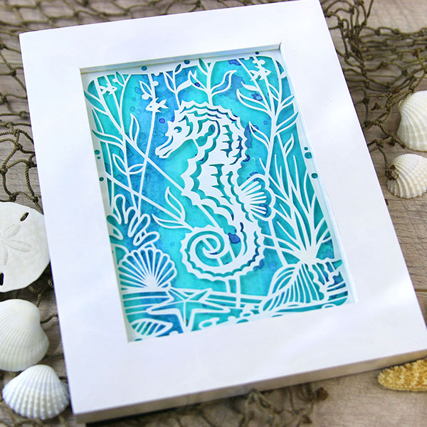 Intricate Papercut - Seahorse Scene [SVG, DXF] 1