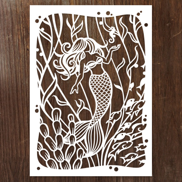 Intricate Papercut - Mermaid Scene [SVG, DXF] 1