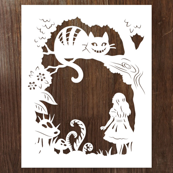 Intricate Papercut Alice in Wonderland Scene [SVG, DXF] 1