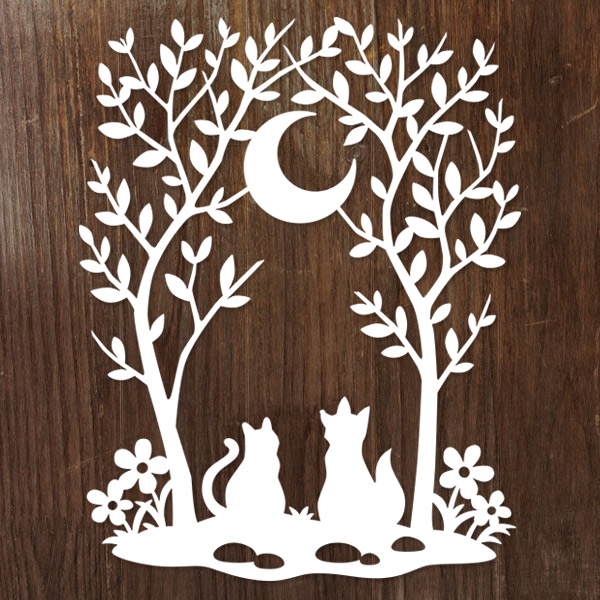 Papercut Woodland Summer Scene [SVG, DXF] 1
