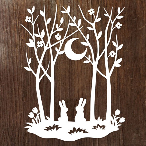 Papercut Woodland Spring Scene [SVG, DXF]