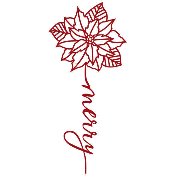 Poinsettia Stem in Bloom [SVG, DXF] 1
