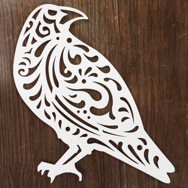 Papercut Filigree Raven [SVG, DXF] 1