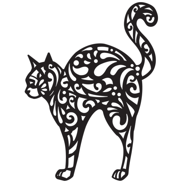 Papercut Filigree Black Cat [SVG, DXF]