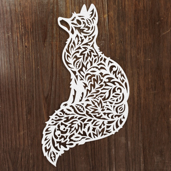 Intricate Leafy Fox [SVG, DXF]