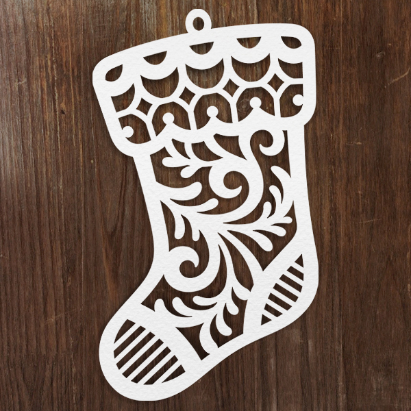 Papercut Stocking Ornament [SVG, DXF]