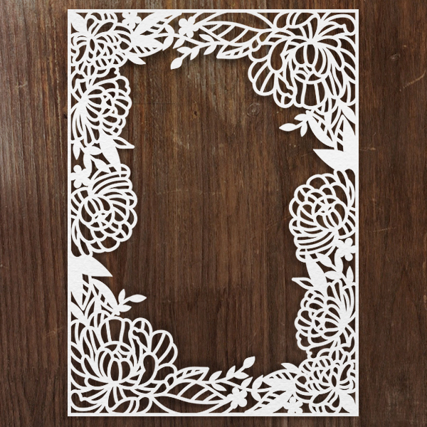 Papercut Botanical Photo Frame [SVG, DXF]