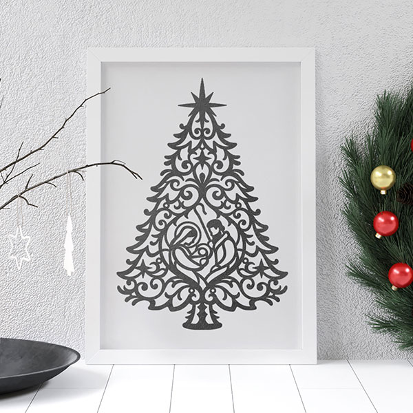 Papercut Nativity Tree [SVG, DXF] 1