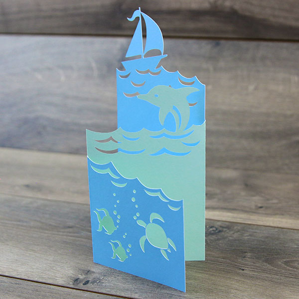 Papercut Tri-Fold Card - Sea Scene [SVG] 1
