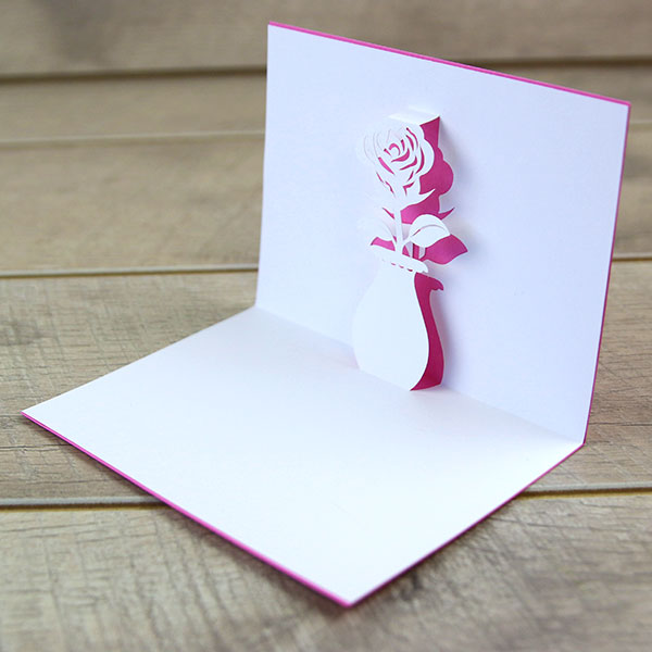 Papercut Pop-Up Card - Rose In Vase [SVG] 1