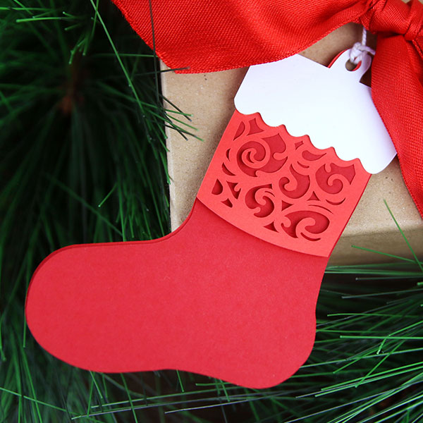Papercut Stocking Gift Tag [SVG] 1