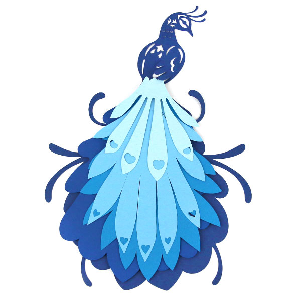 Papercut Layered Peacock [SVG] 1