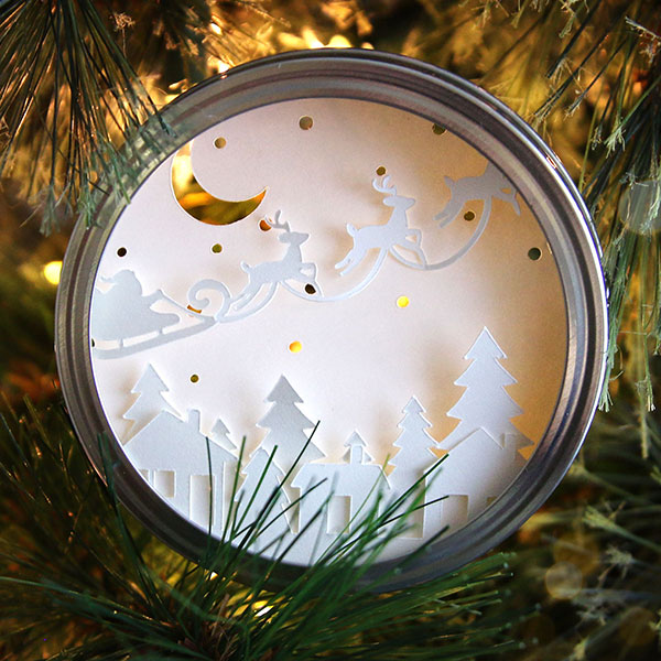 Santa's Flight Shadowbox Ornament [SVG] 1