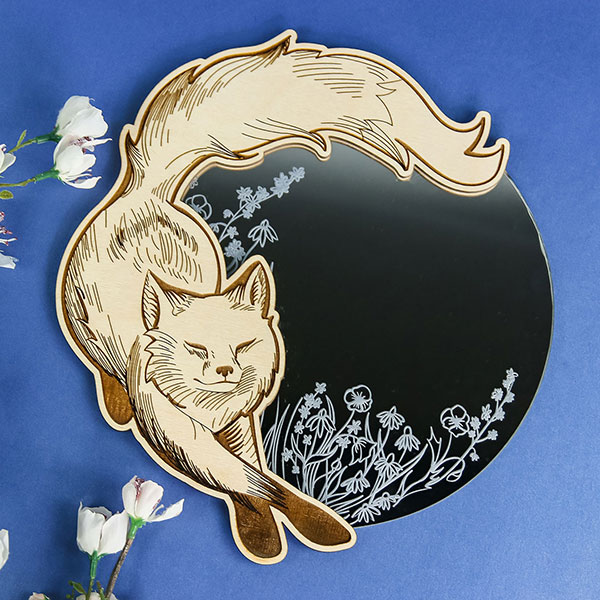 Wild Spring Layered Fox Mirror (Laser Cutting) 1