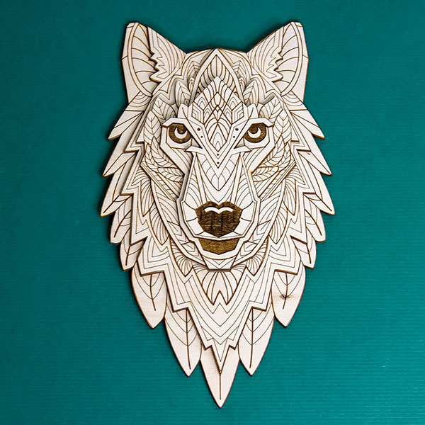 Patterns and Geometry Layered Wolf  Wall Art (Laser Cutting) 1