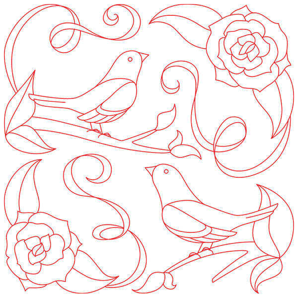 Bluebirds and Blossoms [SVG, DXF]