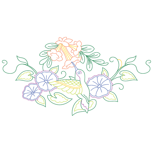 Lively Hummingbird Spray [SVG, DXF]