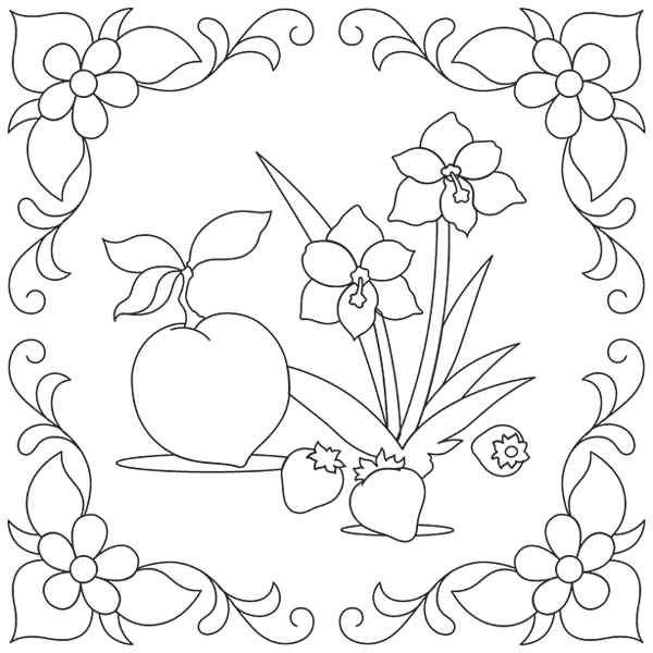 Amaryllis and Fruit Square [SVG, DXF]