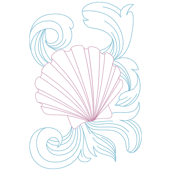 Clamshell with Baroque Background [SVG, DXF]