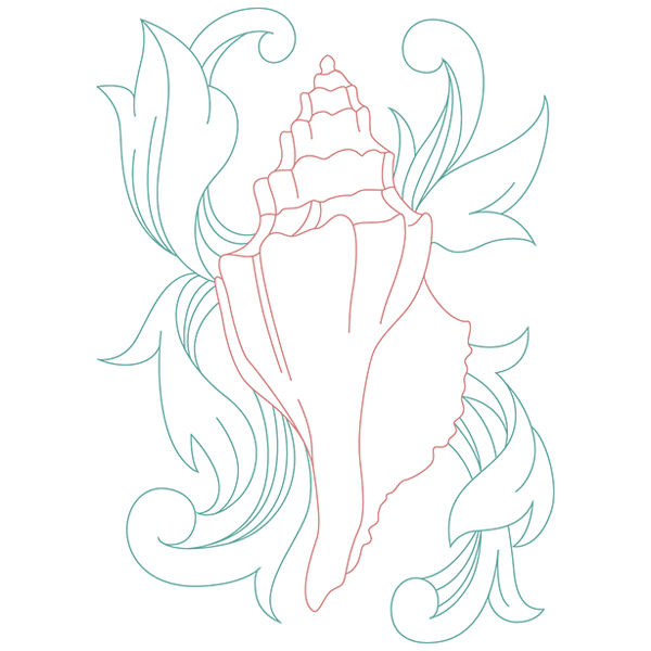 Conch Shell with Baroque Background [SVG, DXF]