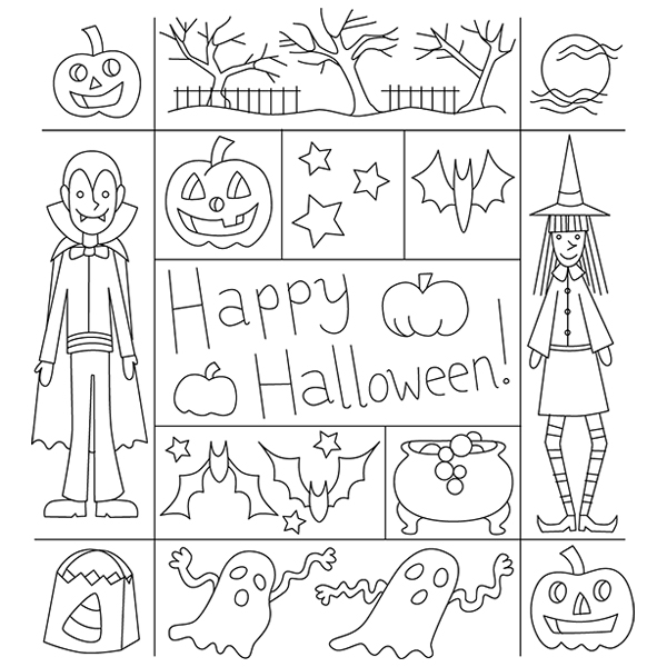Happy Halloween Square [SVG, DXF]