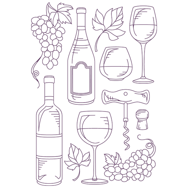 Grapes and Wine Collage [SVG, DXF]