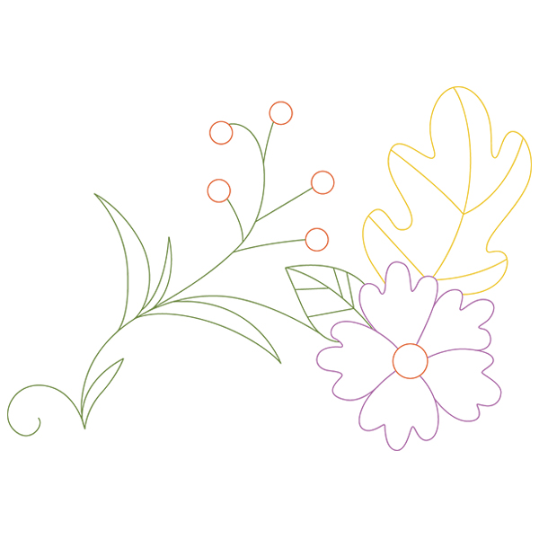 Autumn Flower and Leaf [SVG, DXF]