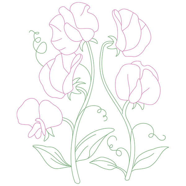 Pretty Little Sweet Peas Close Up [SVG, DXF]