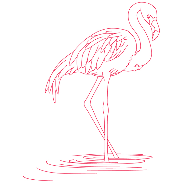 Sketched Flamingo Flair [SVG, DXF]