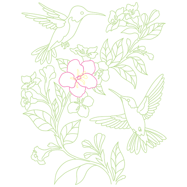 Weigela and Hummingbirds [SVG, DXF]
