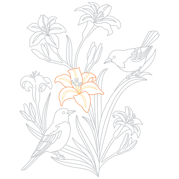 Daylily and Orioles [SVG, DXF]