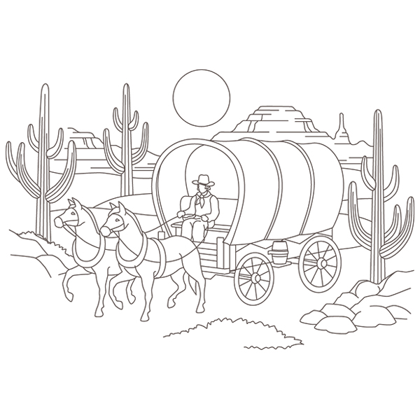 Covered Wagon Scene [SVG, DXF]