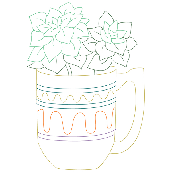 Cup o' Succulent - Aeonium [SVG, DXF]