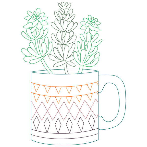 Cup o' Succulent - Sedum [SVG, DXF]