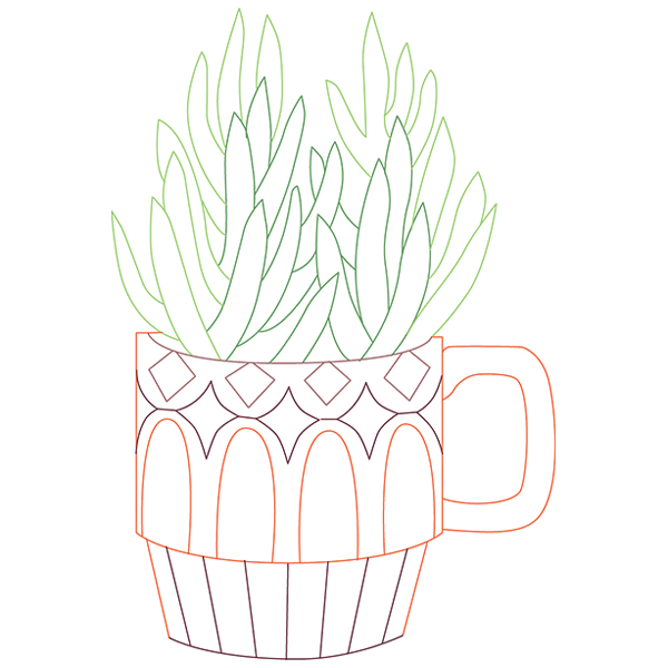 Cup o' Succulent - Senecio [SVG, DXF]