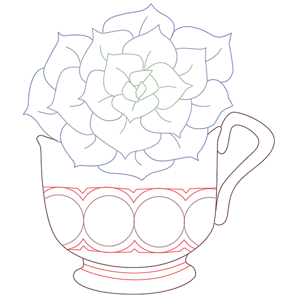 Cup o' Succulent - Echeveria [SVG, DXF]