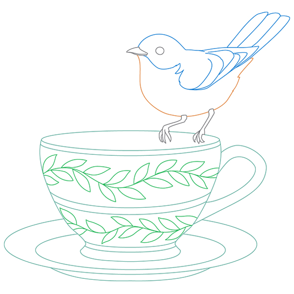 Tea Party Bluebird [SVG, DXF]