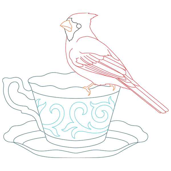 Tea Party Cardinal [SVG, DXF]